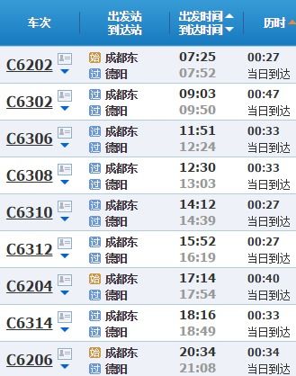 德阳至中江汽车票价